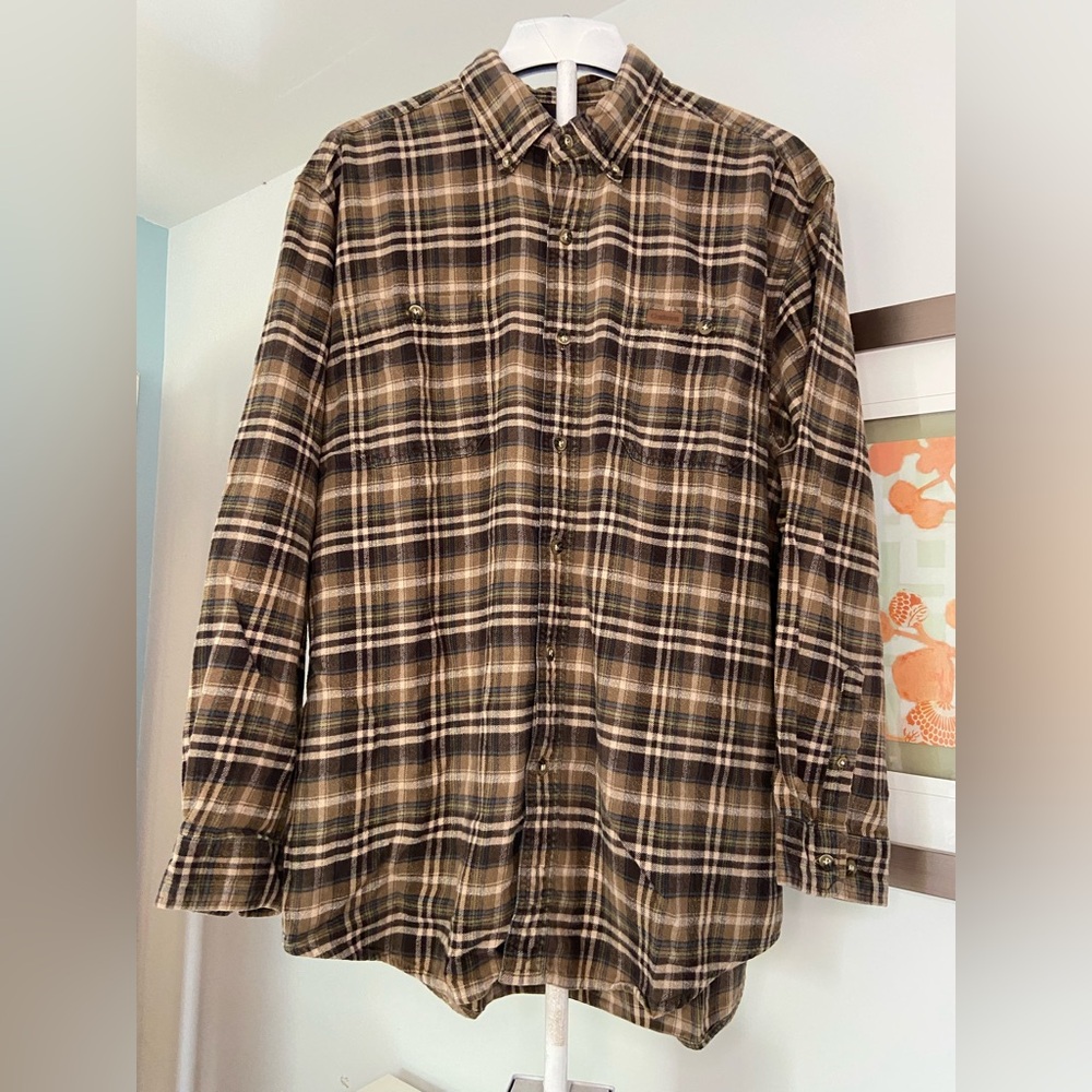 Carhartt Men's Plaid Shirt - Brown and Tan